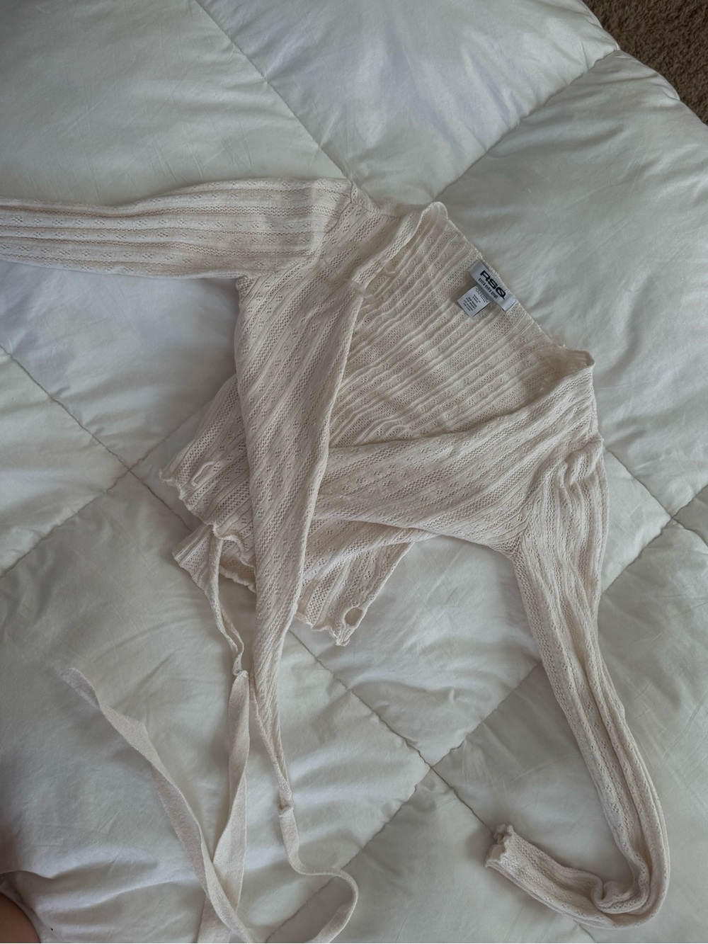 Lightweight Ivory Tie-Front Wrap Top - Women’s Long Sleeve
